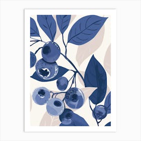 Blueberries Close Up Illustration 1 Art Print