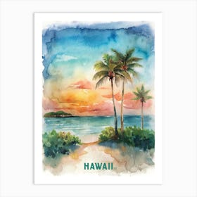 Hawaii Watercolor Painting Art Print