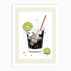 Illustration Cuba Libre Floral Infusion Cocktail 4 Art Print