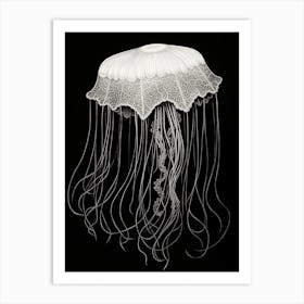 Moon Jellyfish Drawing 3 Art Print