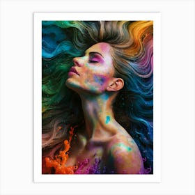 Color Splashed Woman 1 Art Print