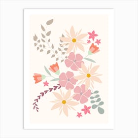 Flower Bouquet In Pastel Pink Art Print