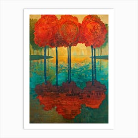 Three Trees In The Water Art Print