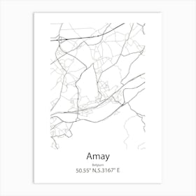 Amay,Belgium Minimalist Map Art Print