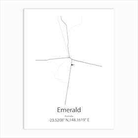 Emerald,Australia Minimalist Map Art Print