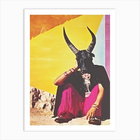 Horned Goat Collage Art Print