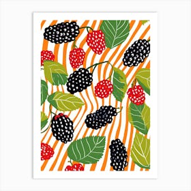 Mulberries Fruit Summer Illustration 3 Art Print