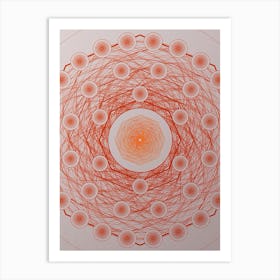 Geometric Abstract Glyph Circle Array in Tomato Red n.0150 Art Print