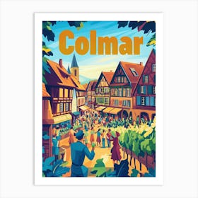 Aihrgdesign A 1970s Inspired Travel Poster For Colmar Art Print