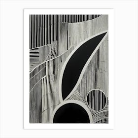 A Linocut Piece Depicting A Mysterious Abstract Shapes art, 193 Art Print