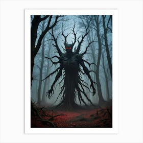 Spooky Creature in The Dark Woods at Midnight Art Print