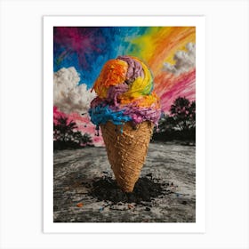 Rainbow Ice Cream Cone 4 Art Print