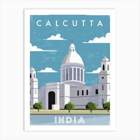 Calcutta, India — Retro travel minimalist poster Art Print