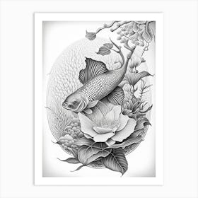 Ogon Koi Fish Haeckel Style Illustastration Art Print