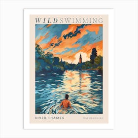 Wild Swimming At River Thames Oxfordshire 2 Poster Art Print