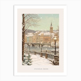 Vintage Winter Poster Stockholm Sweden 2 Art Print