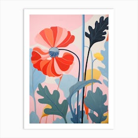 Poppy 3 Hilma Af Klint Inspired Pastel Flower Painting Art Print