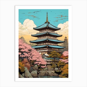 Okayama Castle, Japan Vintage Travel Art 2 Art Print