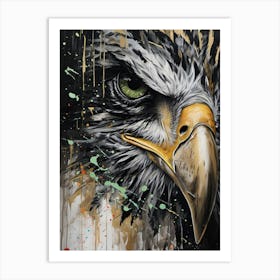 POWERFUL EAGLE CLOSE-UP STRIKING DIGITAL ART WITH SPLATTER EFFECTS Affiche