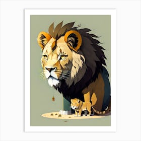 Lion And Cub Art Print