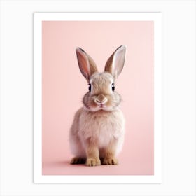 Cute Rabbit On Pink Background 2 Art Print