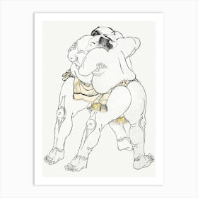 Hokusai Sumo Wrestling Art Print