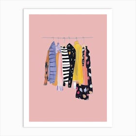 Clothes Hanging On A Line Art Print