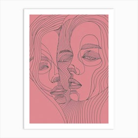 Abstract Portrait Series Pink And White 3 Art Print
