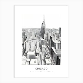 Willis Tower Skydeck 2, Chicago B&W Poster Art Print