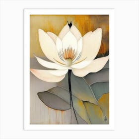 Lotus And Butterfly 2, Symbol Abstract Painting Art Print