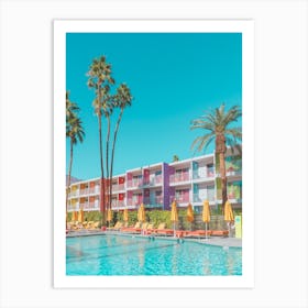 Poolside At The Colorful Saguaro Hotel In Palm Springs California Art Print