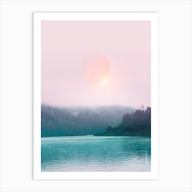 Pink Sky In Turquoise Water Art Print
