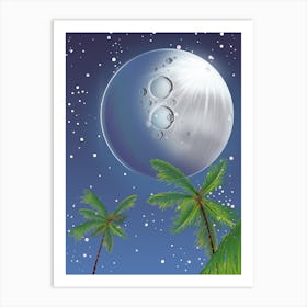 Moon And Palm Trees 1 Art Print