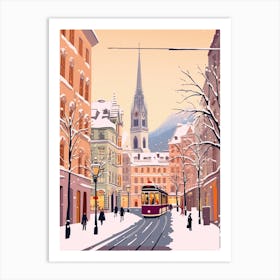 Vintage Winter Travel Illustration Vienna Austria 1 Art Print