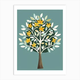 Pecan Tree Flat Illustration 5 Art Print