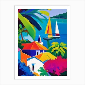 Guadeloupe Colourful Painting Tropical Destination Art Print