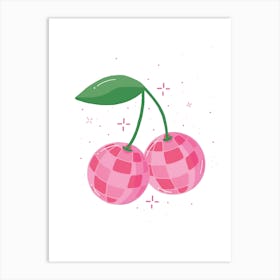 Cherries On A White Background 1 Art Print