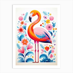 Scandinavian Bird Illustration Greater Flamingo 2 Art Print