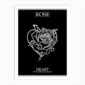 Rose Heart Line Drawing 2 Poster Inverted Art Print