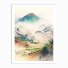 Baliem Valley Indonesia Watercolour Pastel Tropical Destination Art Print