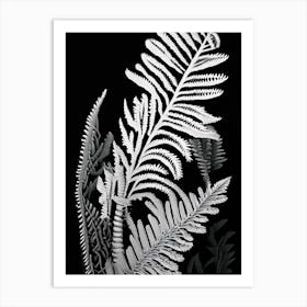 Common Horsetail Fern Linocut Art Print