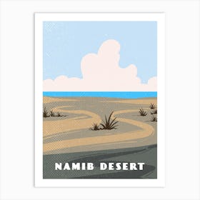 Namib desert. Namibia, South Africa, Angola — Retro travel minimalist poster Art Print