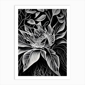 Passionflower Leaf Linocut 3 Art Print
