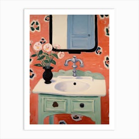 Bathroom Vanity Painting With A Poppy Bouquet 2 Art Print