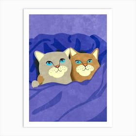 Cats in bed Art Print