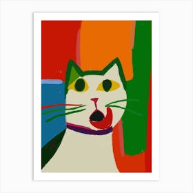 Cat With Tongue Out Art Print