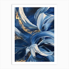 Abstract Blue And Gold Painting 4 Art Print