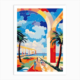 King Fahd Causeway, Saudi Arabia Colourful 2 Art Print