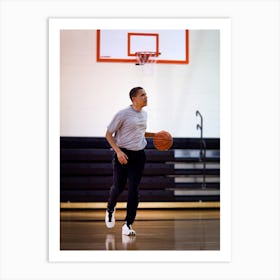 Barack Obama Plays Basketball Art Print