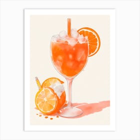 Aperol With Ice And Orange Watercolor Vertical Composition 32 Art Print